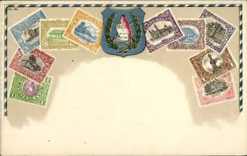 Briefmarken Wappen Ak Guatemala