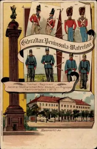 Litho Hannover in Niedersachsen, Füsilier Regiment General Feldmarschall Prinz Albrecht v. Preußen