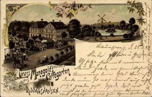 Litho Riddagshausen Braunschweig in Niedersachsen, Manegolds Kaffeegarten, Windmühle