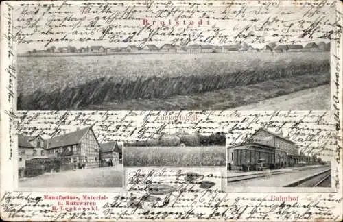 Ak Broistedt Lengede in Niedersachsen, Materialwarenhandlung, Bahnhof, Gleisseite, Zuckerfabrik