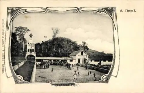 Passepartout Ak São Tomé St. Thomé, Brücke, Häuser, Turm