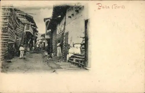 Ak Paita Peru, Straßenpartie, Häuser