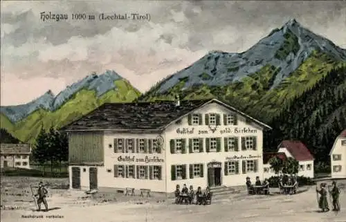 Ak Holzgau in Tirol, Gasthof zum goldenen Hirschen