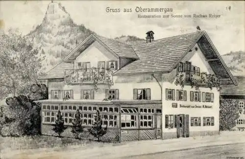 Ak Oberammergau in Oberbayern, Restauration zur Sonne