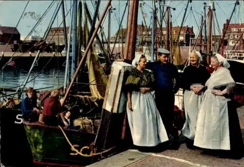 Ak Scheveningen Den Haag Südholland, Hafen, Boot, Niederländische Tracht