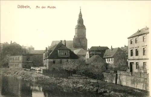 Ak Döbeln in Sachsen, Teilansicht, an der Mulde