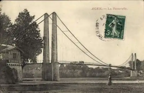 Ak Agen Lot et Garonne, Passerelle, Hängebrücke