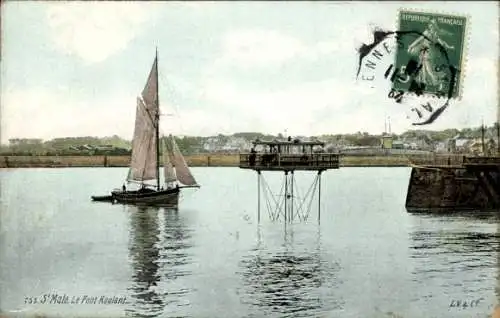 Ak Saint Malo Ille et Vilaine Bretagne, Pont Roulant, Segelboot