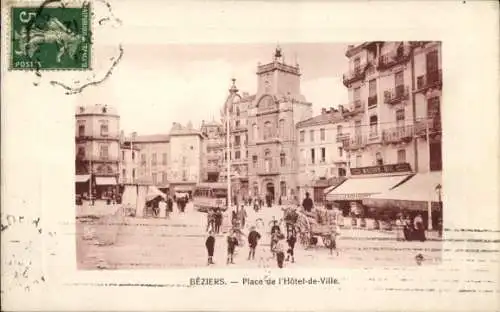 Ak Béziers Hérault, Place de l'Hotel de Ville