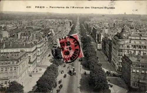Ak Paris VIII, Avenue des Champs Élysées, Panorama
