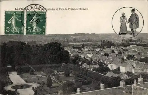 Ak La Flèche Sarthe, Panorama, Parc du Prytanee Militaire, Mann und Frau