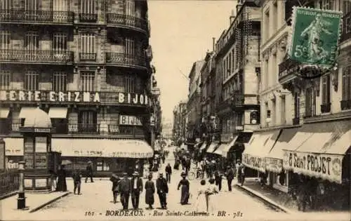 Ak Bordeaux Gironde, Rue Sainte Catherine, Geschäfte