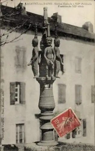 Ak Lacaune les Bains Tarn, Station Estivale, Fontaine du XII. siecle