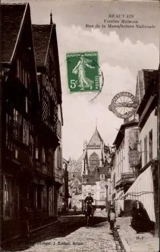 Ak Beauvais Oise, Alte Häuser, Rue de la Manufacture Nationale