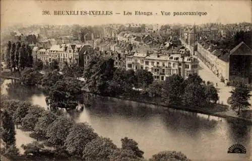 Ak Ixelles Elsene Bruxelles Brüssel Belgien, Panorama, Teiche