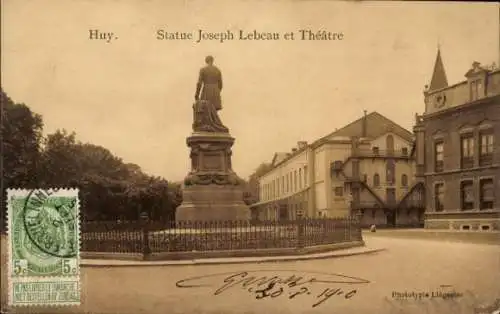Ak Huy Wallonien Lüttich, Statue Joseph Lebeau, Theater
