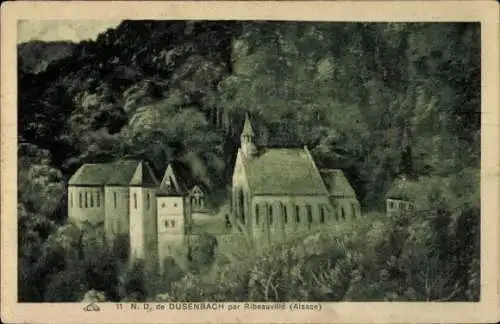 Ak Ribeauvillé Rappoltsweiler Elsass Haut Rhin, Maria Dusenbach, Wallfahrtskirche, Kloster