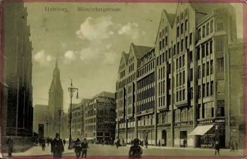 Ak Hamburg Altstadt, Mönckebergstraße, Kirchturm, Zigarrenhandlung