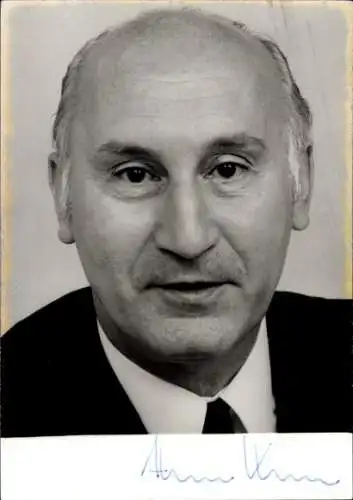Ak Politiker Hans Katzer, Portrait, Bundesminister für Arbeit und Sozialordnung, Autogramm