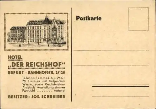 Ak Erfurt in Thüringen, Hotel Der Reichshof