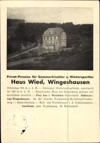 Ak Wingeshausen Bad Berleburg in Westfalen, Haus Wied, Privatpension