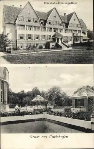 Ak Bad Karlshafen an der Weser, Eisenbahn Erholungsheim, Haupthaus, Terrasse