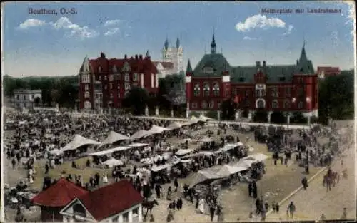 Ak Bytom Beuthen Oberschlesien, Moltkeplatz, Landratsamt