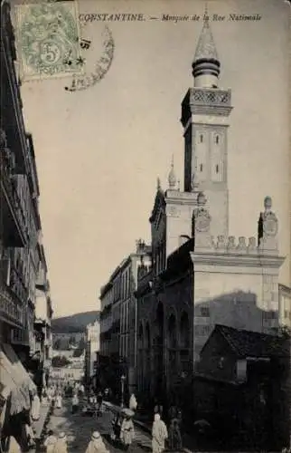 Ak Constantine Algerian, National Street Mosque, Straßenpartie, Moschee