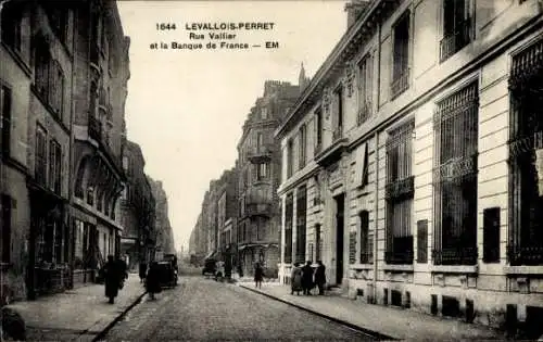 Ak Levallois Perret Hauts de Seine, Rue Vallier, Banque de France