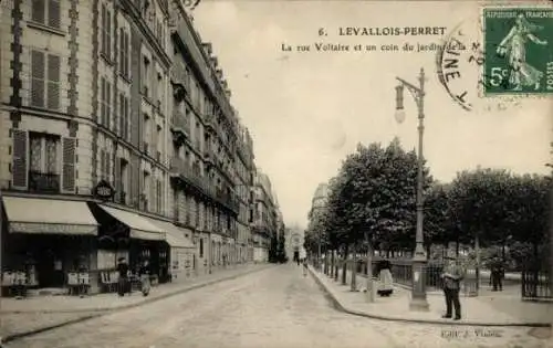 Ak Levallois Perret Hauts de Seine, Rue Voltaire, Garten