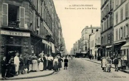 Ak Levallois Perret Hauts de Seine, Rue Gravel, aufgenommen von der Rue Rivay