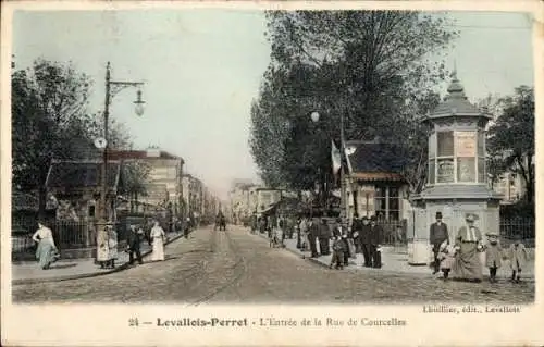 Ak Levallois Perret Hauts de Seine, Eingang zur Rue de Courcelles