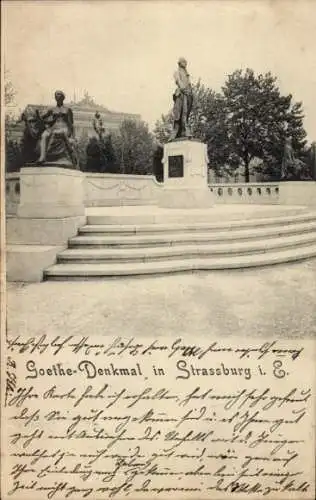 Ak Strasbourg Straßburg Elsass Bas Rhin, Goethe Denkmal