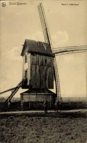 Ak Saint Quentin Aisne, Historische Windmühle