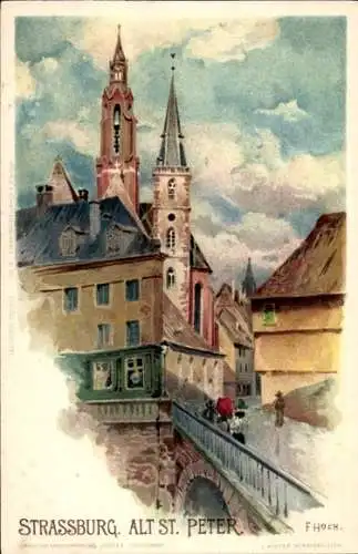 Künstler Litho Hoch, F., Straßburg Strassburg Elsass Bas Rhin, Alt St. Peter