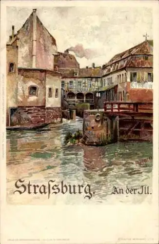 Künstler Litho Hoch, F., Straßburg Straßburg Elsass Bas Rhin, An der Ill