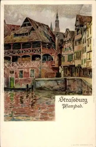 Künstler Litho Hoch, F., Strasbourg Straßburg Elsass Bas Rhin, Pflanzbad