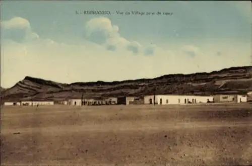 Ak Kerrando Marokko, Vue du village prise du camp, Militärlager, Wüste