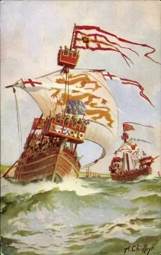 Künstler Ak Chidley, A., Segelschiff King's Ship