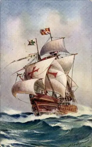 Künstler Ak Chidley, A., Segelschiff Santa Maria