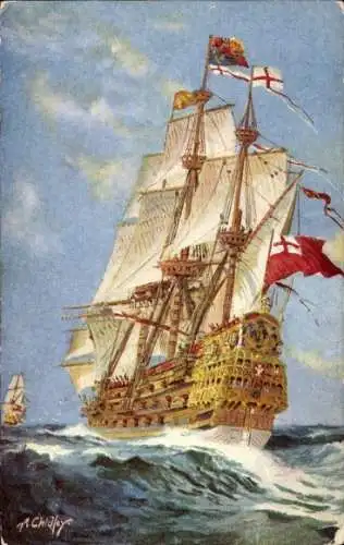 Künstler Ak Chidley, A., Segelschiff H.M.S. Sovereign