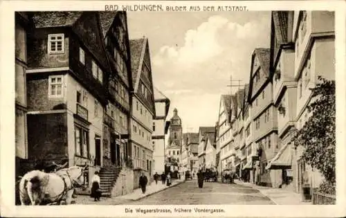 Ak Bad Wildungen in Hessen, Wegaerstraße, früher Vordergasse, Pferde