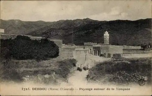 Ak Debdou Marokko, Blick auf die Moschee