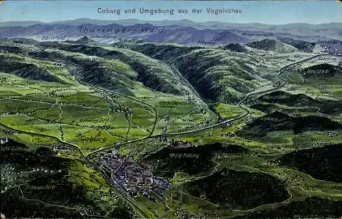 Ak Coburg in Oberfranken, Panorama, Umgebung, Vogelschau
