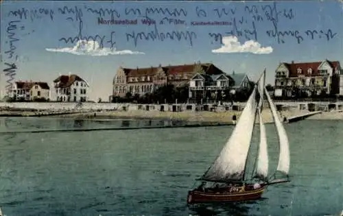 Ak Wyk auf Föhr Nordfriesland, Kinderheilstätte, Strand, Segelboot