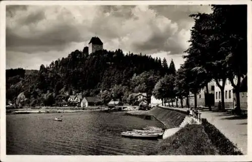 Ak Ziegenrück an der Saale, Promenade, Boote