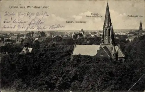 Ak Wilhelmshaven an der Nordsee, Evangelische Garnison-Kirche, Christuskirche, Kaiserl. Intendantur