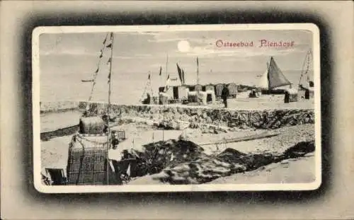 Ak Ostseebad Niendorf Timmendorfer Strand, Strand, Strandkörbe, Fahnen, Segelboot