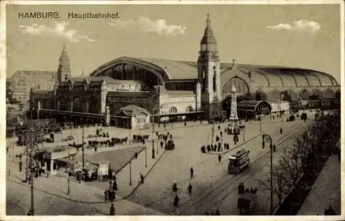 Ak Hamburg Mitte St. Georg, Hauptbahnhof, Straßenbahn