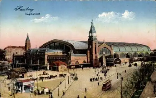 Ak Hamburg Mitte St. Georg, Hauptbahnhof, Straßenbahn